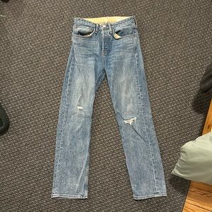 Rag and bone distressed light wash straight leg jean - size 24